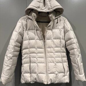 Calvin Klein Puffer Duck Down Winter Jacket Womens Small Cream White Coat